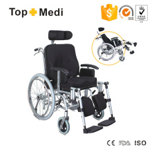 Reclining High Back Aluminum Frame Wheelchair with Hand Brake